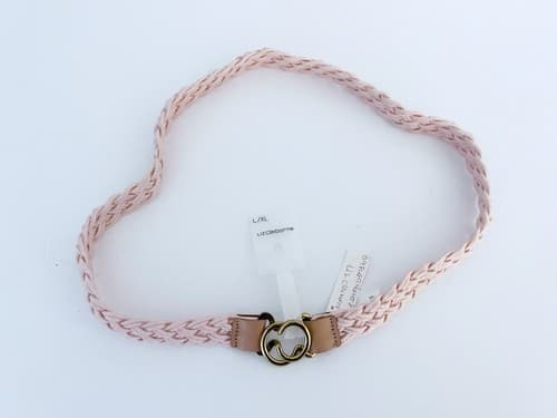 Vintage Pink & Gold Braided Woven New Liz Claiborne Belt L/XL NWT Fabric - Thumbnail 2