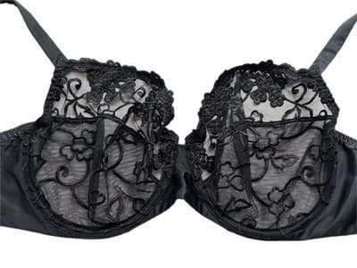 34F Simone Perele Black Lace Coquette Volup Silk Black Bra Lingerie Bombshell - Thumbnail 4