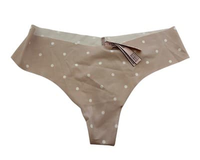 L Victorias Secret New NWT Thong Panty Nude Polka Dot Pantie Underwear Lingerie - Thumbnail 2