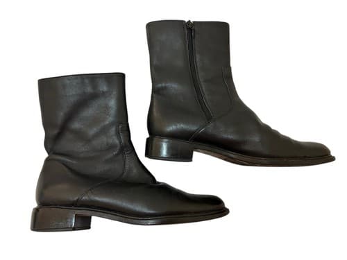 Vintage Santana Canada Black Genuine Leather Slouch Boots 7.5 Y2K Grunge Mod - Thumbnail 5