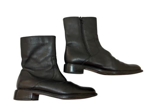 Vintage Santana Canada Black Genuine Leather Slouch Boots 7.5 Y2K Grunge Mod - Thumbnail 6