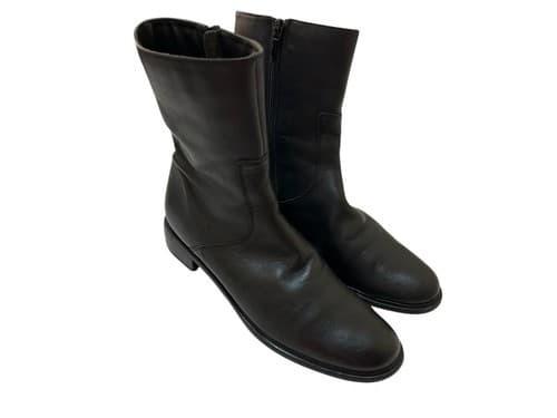 Vintage Santana Canada Black Genuine Leather Slouch Boots 7.5 Y2K Grunge Mod - Thumbnail 7