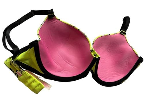 Victorias Secret Yellow Floral Bra Wear Everywhere Lightly Lined Lingerie 34DD - Thumbnail 2