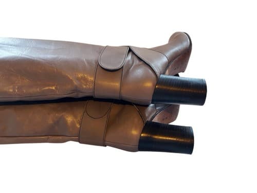 TIBI Tall Taupe Gray Brown Italy Buttery Soft Leather Boot 8 Ankle Harness Boho - Thumbnail 12