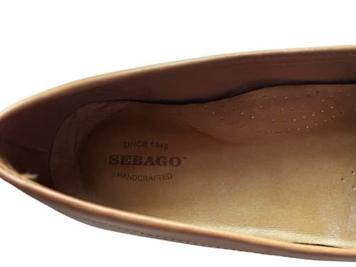 Sebago Meriden Penny Loafers Camel White Brown Handcrafted 9.5 Old Money Shoes - Thumbnail 6
