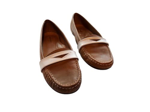 Sebago Meriden Penny Loafers Camel White Brown Handcrafted 9.5 Old Money Shoes - Thumbnail 3