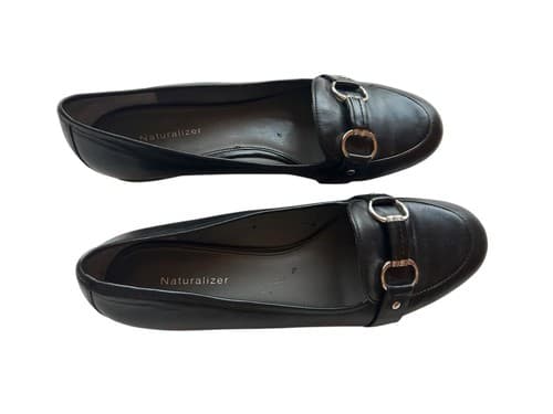 Naturalizer Black Genuine Leather Loafer 10 Silver Horsebit Old Money Shoes - Thumbnail 4