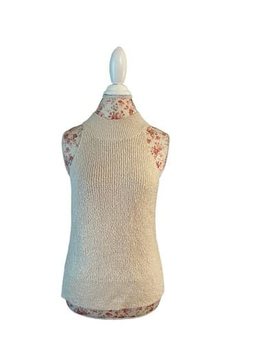 Gentle Fawn Oatmeal Nude Sweater Fall Top Sleeveless Turtleneck Old Money Style - Thumbnail 4