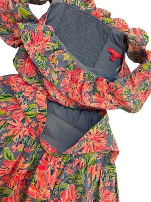 Lilly Pulitzer Mayslie Ruffle Top Mini Skirt Set 6 Blue Peri Sunrise Women’s - Thumbnail 5