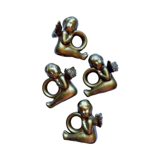 Set Of 4 Vintage Gold Angel Napkin Rings Home Decor Shabby Chic Cherubs Kitchen - Thumbnail 2