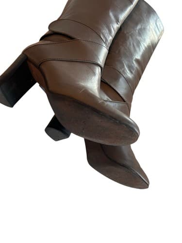 TIBI Tall Taupe Gray Brown Italy Buttery Soft Leather Boot 8 Ankle Harness Boho - Thumbnail 10