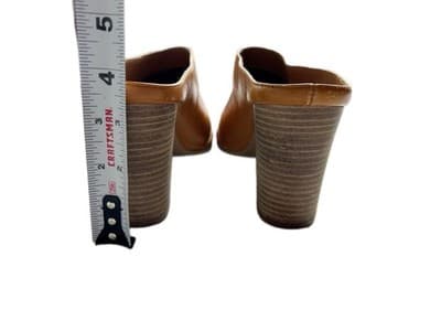 Size 10 Camel Colored Bella Vita Genuine Leather Mules Shoes Tan Slides Brown - Thumbnail 4