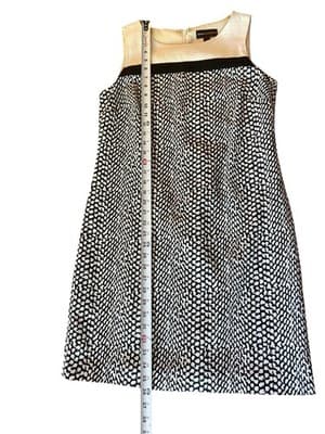 Size 6 Dana Buchman Cream & Black Shift Dress Cotton Elegant Career - Thumbnail 7