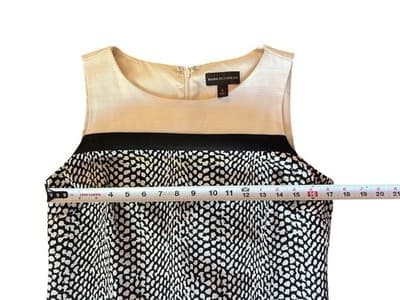 Size 6 Dana Buchman Cream & Black Shift Dress Cotton Elegant Career - Thumbnail 9