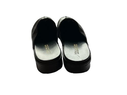 8.5 Black Leather Liz Claiborne Villager Slides Shoes Clogs Chunky Slip On - Thumbnail 5