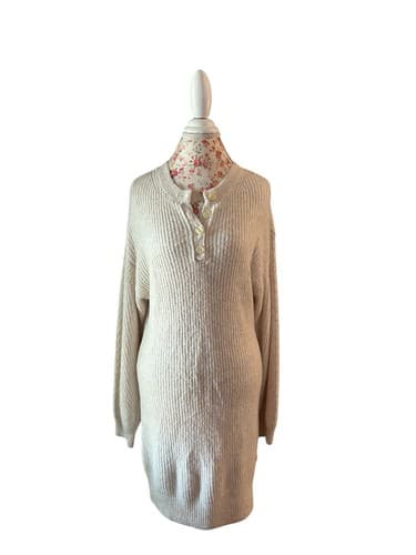 American Eagle Sweater Dress NWT Large Fall Winter Cream Beige Slouch $60 - Thumbnail 12