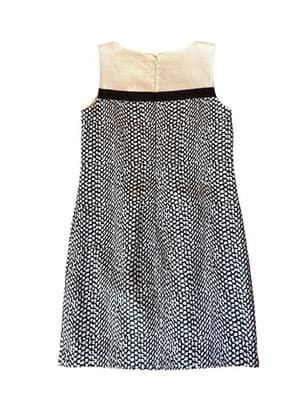 Size 6 Dana Buchman Cream & Black Shift Dress Cotton Elegant Career - Thumbnail 5