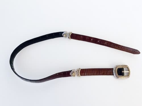 Vintage Brown Belt Silver Southwestern Concho Prairie Peasant Boho 32 M/L Gypsy - Thumbnail 2