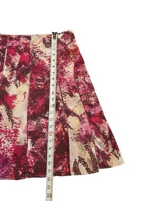 Size 6 Ann Taylor Cotton Pink A Line Skirt Cream Burgundy Career Free Shipping - Thumbnail 4