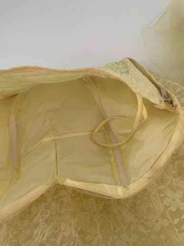 Vintage 1950’s Pastel Yellow Dress Pinup Bombshell Lace Petticoat Crinoline - Thumbnail 3