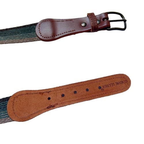 Vintage Genuine Leather Cloth Boho Belt Fall Green Brown Earth Colors Collegiate - Thumbnail 2