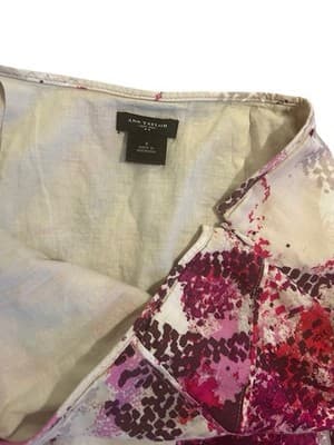 Size 6 Ann Taylor Cotton Pink A Line Skirt Cream Burgundy Career Free Shipping - Thumbnail 2