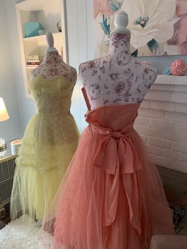 Vintage 1950’s Pastel Yellow Dress Pinup Bombshell Lace Petticoat Crinoline - Thumbnail 7