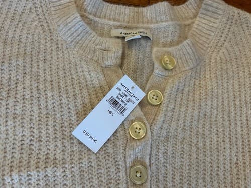 American Eagle Sweater Dress NWT Large Fall Winter Cream Beige Slouch $60 - Thumbnail 6