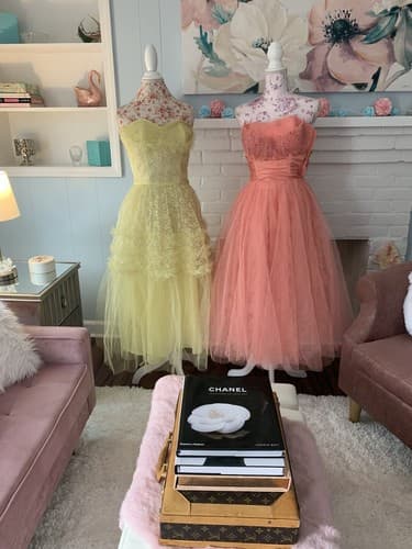 Vintage 1950’s Pastel Yellow Dress Pinup Bombshell Lace Petticoat Crinoline - Thumbnail 9