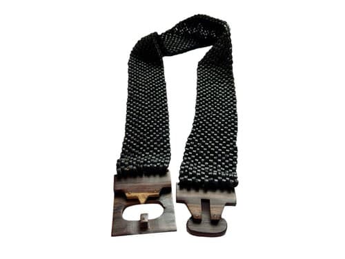 Vintage Wood Buckle Stretch Belt Boho Prairie Peasant Fall Winter Hippie Gypsy - Thumbnail 3