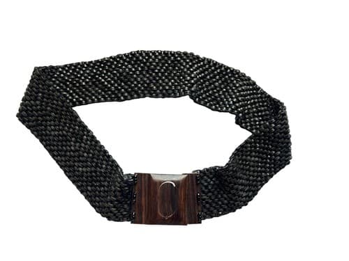 Vintage Wood Buckle Stretch Belt Boho Prairie Peasant Fall Winter Hippie Gypsy - Thumbnail 7