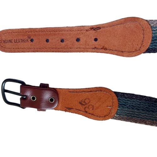 Vintage Genuine Leather Cloth Boho Belt Fall Green Brown Earth Colors Collegiate - Thumbnail 3
