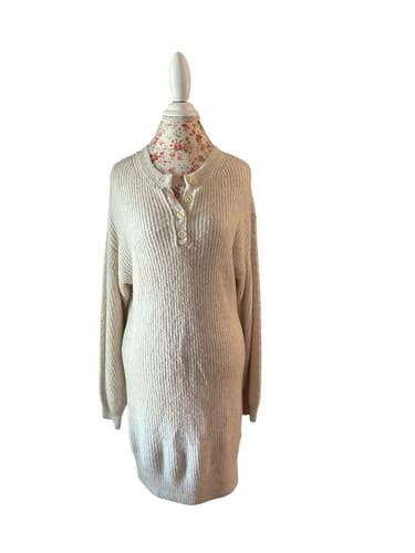 American Eagle Sweater Dress NWT Large Fall Winter Cream Beige Slouch $60 - Thumbnail 13