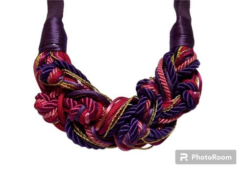 Vintage Silk Rope Belt Purple Pink Romantic 1980’s Baroque Gold Avant Garde - Thumbnail 2
