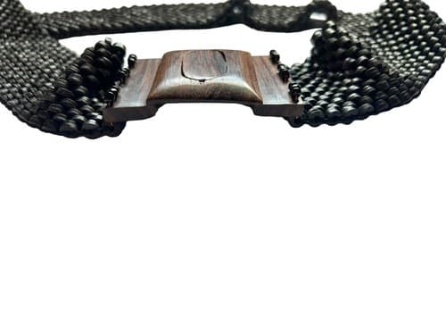 Vintage Wood Buckle Stretch Belt Boho Prairie Peasant Fall Winter Hippie Gypsy - Thumbnail 5
