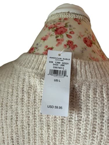 American Eagle Sweater Dress NWT Large Fall Winter Cream Beige Slouch $60 - Thumbnail 7