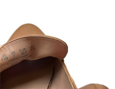 Y2K 9.5 BROWN CHUNKY HEEL LEATHER LOAFER SHOE HEELS GOLD CHAIN PRAIRIE PEASANT - Thumbnail 5