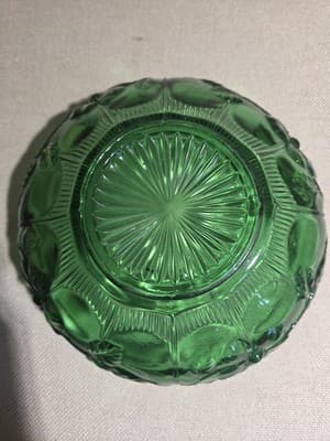 Vtg US Glass Co EAPG Paneled Dogwood Emerald Green Glass Bowl Antique Circa 1915 - Thumbnail 4