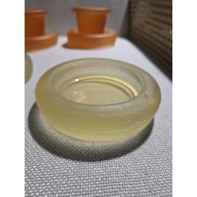Set of 6 Frosted Glass Candle Holders w/ Inserts & Bases, Orange & Yellow - Thumbnail 5