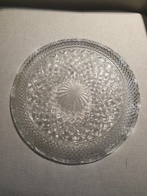 Vintage Clear Glass 14 Inch Decorative Serving Plate - Classic Cut Pattern - Thumbnail 2