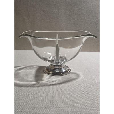 Vintage Web Sterling Silver Hollow Base Divided Glass Candy Dish - Thumbnail 2