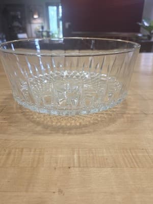 Vintage Anchor Hocking Clear Glass Bowl Diamond Point Starburst Serving Dish - Thumbnail 3