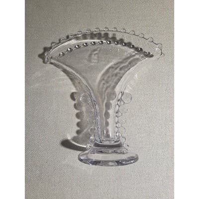 Vintage Imperial Glass Fan Vase Candlewick with a Beaded Rim and Sides - Thumbnail 3