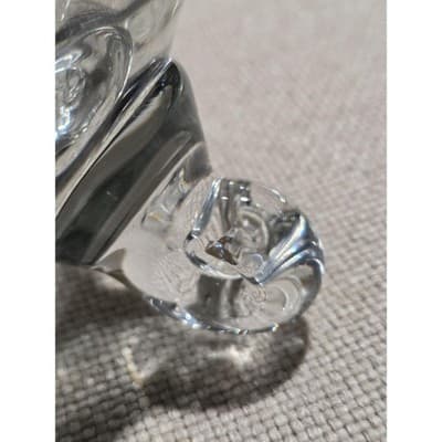 Clear Crystal Hand Blown Pitcher with Handle and Decorative Feet, 6 inches tall - Thumbnail 4