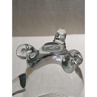 Clear Crystal Hand Blown Pitcher with Handle and Decorative Feet, 6 inches tall - Thumbnail 6