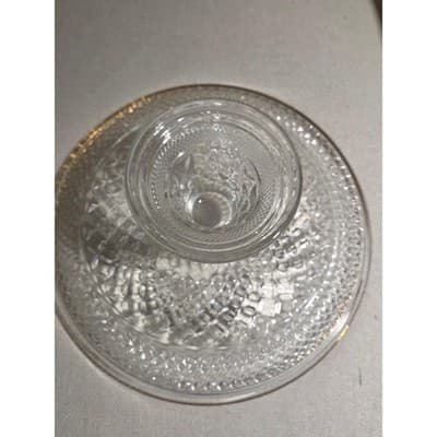 Vintage Anchor Hocking Wexford 12" Cake Stand Gold Trim WITH BOX - Thumbnail 8