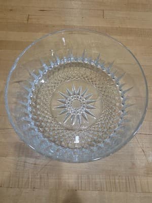 Vintage Anchor Hocking Clear Glass Bowl Diamond Point Starburst Serving Dish - Thumbnail 2