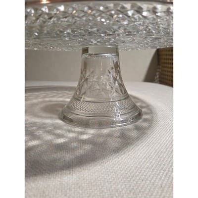 Vintage Anchor Hocking Wexford 12" Cake Stand Gold Trim WITH BOX - Thumbnail 9