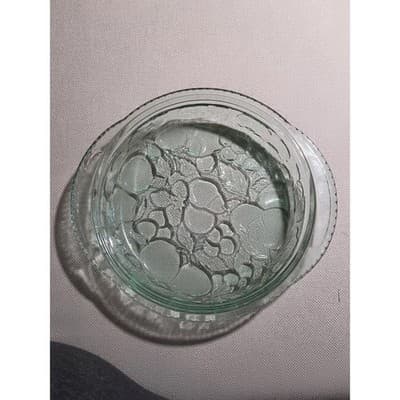 Vintage Libbey Orchard Fruit Green Glass 3 Qt Casserole Dish with Pie Plate Lid - Thumbnail 9