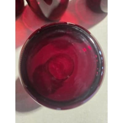 Vintage Anchor Hocking Royal Ruby Red Smooth Tumblers Glasses Set of 8 MCM - Thumbnail 4